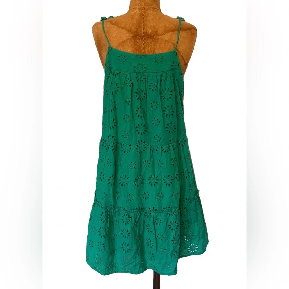 Altar'd State 100% Cotton Green Ruffled Tiered Sundress Like New! M - Picture 5 of 9